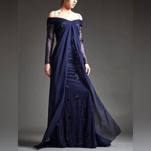 Park108 m160 navy size 20 navy chiffon dress with beading